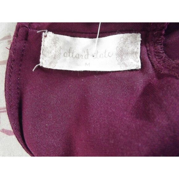 Altar'd State Dress Womens Size Medium Burgundy V-Neck lace up long bell sleeves - Picture 6 of 12